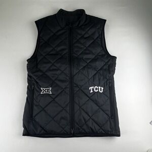 Nike TCU Horned Frogs Puffer Vest Reversible Mens M Black NCAA Game Day Full Zip